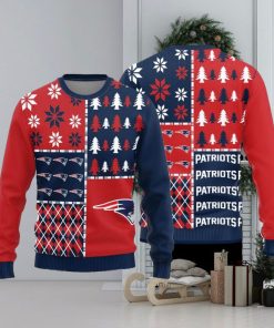 New England Patriots Logo Knitted Pine Trees Pattern Ugly Christmas Sweater