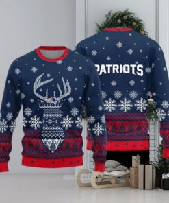 New England Patriots Logo Knitted Reindeer Ugly Christmas Sweater