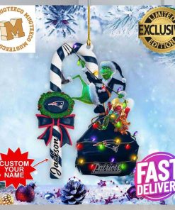 New England Patriots NFL Grinch Candy Cane Personalized Xmas Gifts Christmas Tree Decorations Ornament_91403084 1