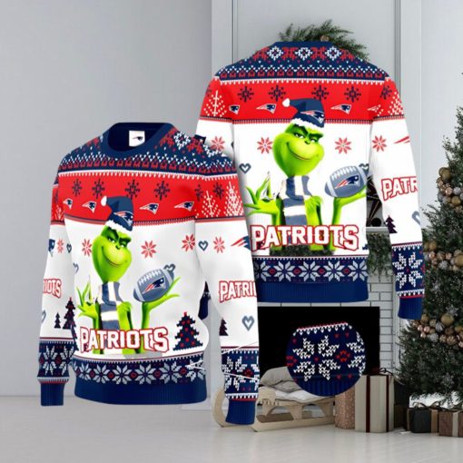 New England Patriots NFL Grinch Ugly Christmas Sweater Xmas 3D Printed Christmas Sweater Gift