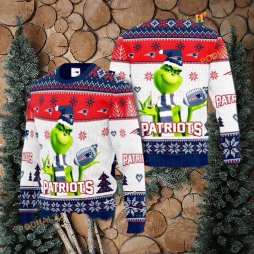 New England Patriots NFL Knit Grinch 3D Naughty Christmas Sweater