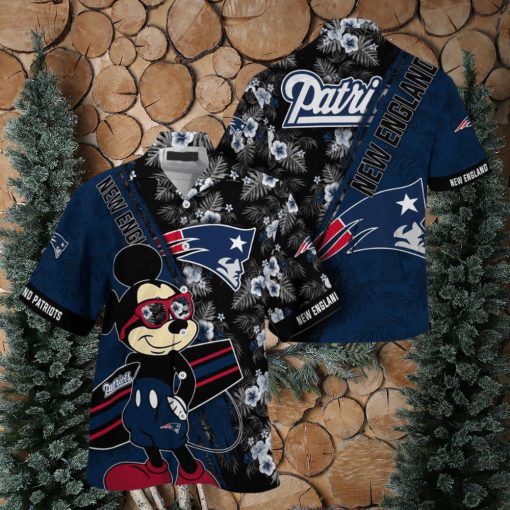 New England Patriots NFL Summer Hawaii Shirt Mickey And Floral Pattern For Sports Fans