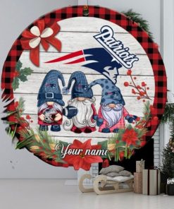 New England Patriots Nfl Cute Gnome Christmas Ornament Custom Name