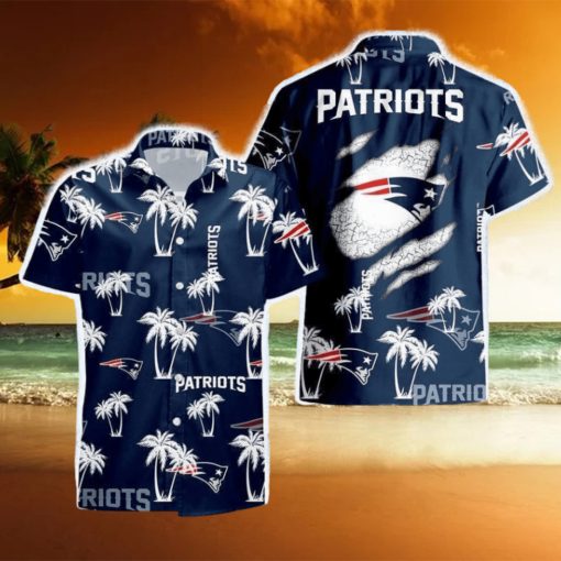 New England Patriots Palm Tree Pattern Hawaiian Shirt For Men And Women Gift Beach Holiday