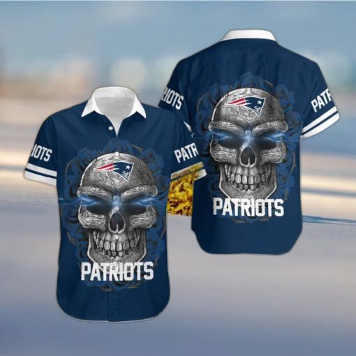 New England Patriots Skull Carved Hawaiian Shirt Men Women Gift For Halloween