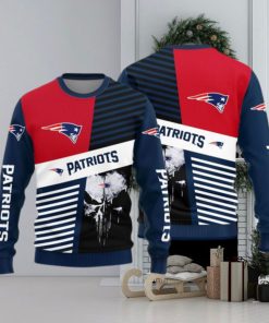 New England Patriots Skull Pattern Ugly Christmas Sweater