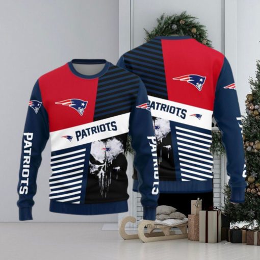 New England Patriots Skull Pattern Ugly Christmas Sweater