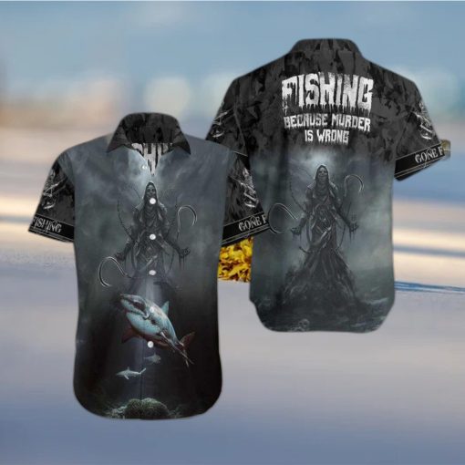 New Fishing Because Murder Is Wrong Crazy Fishing Leobees All Over Print Hawaiian Shirt