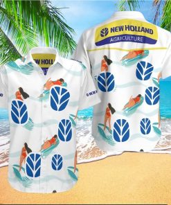 New Holl And Agriculture All Over Print Summer Short Sleeve Hawaiian Beach Shirt – White