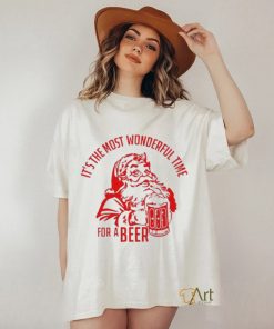 New It’S The Most Wonderful Time For A Beer Santa Christmas T shirt