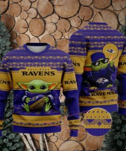 New Nfl Baby Yoda Baltimore Ravens Christmas Ugly Christmas Sweaters