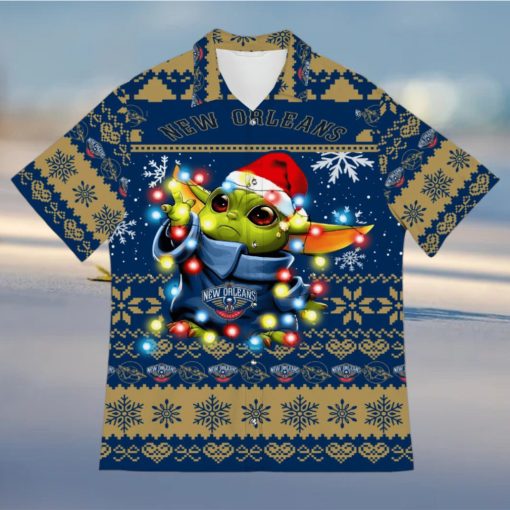 New Orlean Pelicans Baby Yoda Star Wars Sports Football Ugly Christmas Sweater Pattern 3D Hawaiian Shirt Christmas Gift