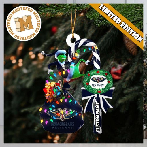 New Orleans Pelicans NBA Grinch Candy Cane Personalized Xmas Gifts Christmas Tree Decorations Ornament_86706727 1