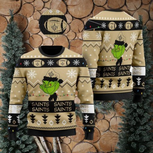 New Orleans Saints American NFL Football Team Logo Cute Grinch Ugly Christmas Sweater