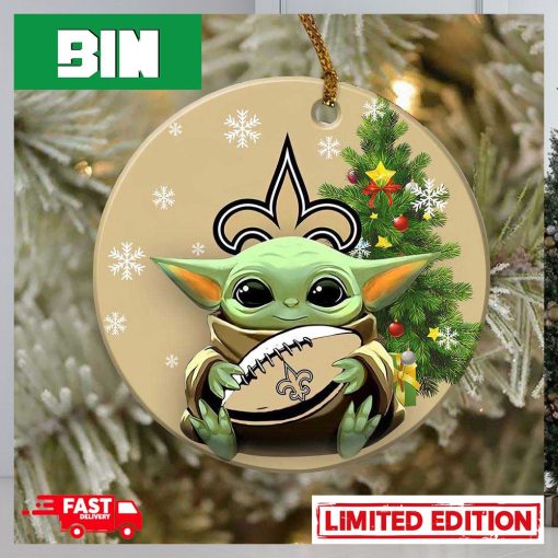 New Orleans Saints Baby Yoda NFL Football 2023 Christmas Tree Decorations Ornament_71901152 1