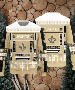 New Orleans Saints Christmas Ball Snowfalke Pattern Knitted Sweater