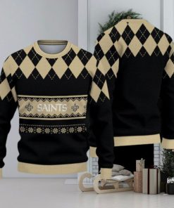 New Orleans Saints Christmas Caro Pattern Ugly Sweater For Men Women