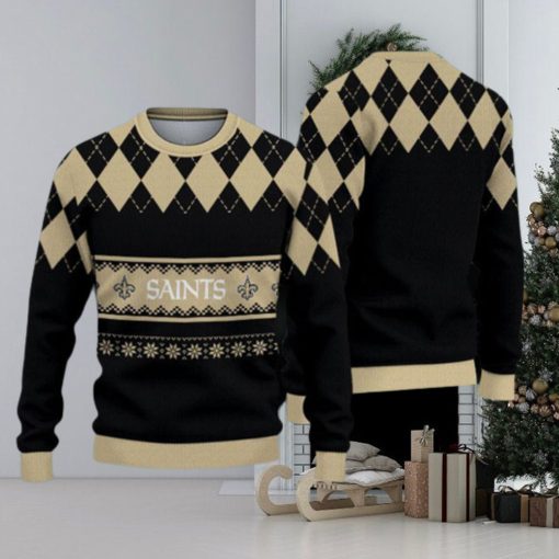 New Orleans Saints Christmas Caro Pattern Ugly Sweater For Men Women