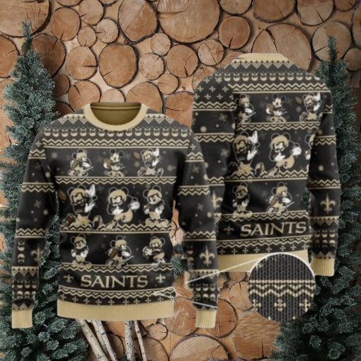 New Orleans Saints Christmas Multi Mickey Mouse Ugly Christmas Sweaters