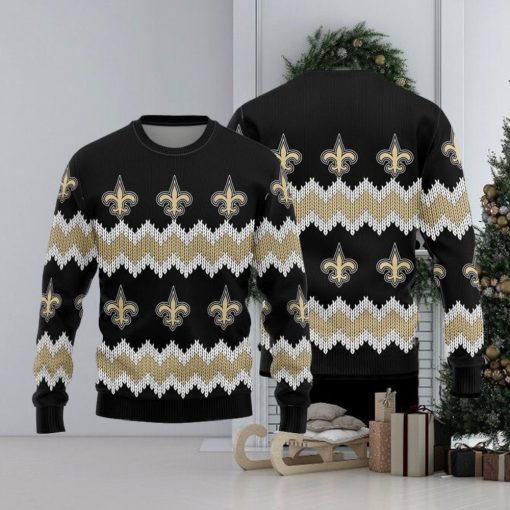 New Orleans Saints Christmas Pattern Ugly Christmas Sweater Cocoa AOP Gift For Fans