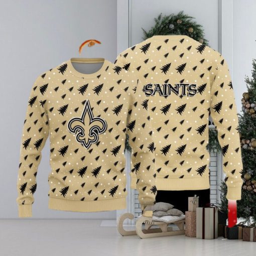 New Orleans Saints Christmas Pine Tree Patterns Pattern Knitted Ugly Christmas Sweater AOP Gift For Men And Women