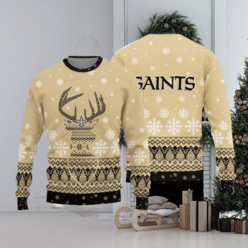 New Orleans Saints Christmas Reindeer Ugly Christmas Sweater Hat AOP Gift For Fans