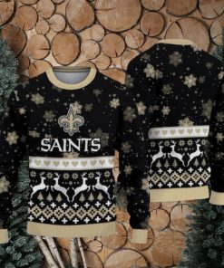 New Orleans Saints Christmas Snowflakes Reindeer Ugly Christmas Sweaters