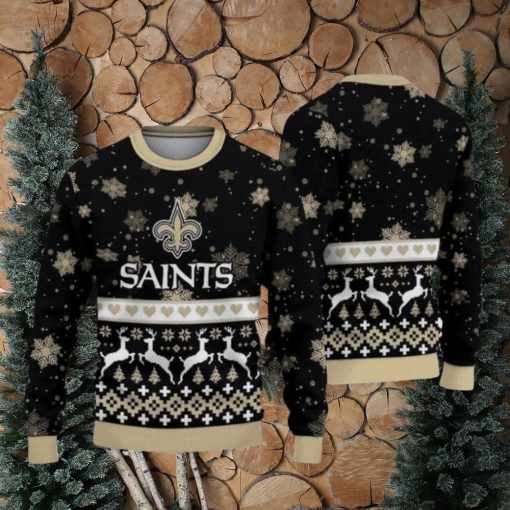 New Orleans Saints Christmas Snowflakes Reindeer Ugly Christmas Sweaters