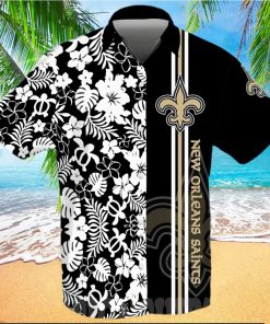 New Orleans Saints Football Team All Over Print Hawaiian Shirt – Black