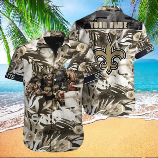 New Orleans Saints Hawaiian Shirt Nfl Football Print Custom Name Aloha For Mens Womens