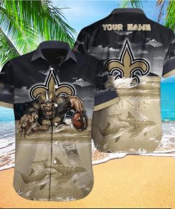 New Orleans Saints Hawaiian Shirt Nfl Football Print Custom Name Hawaiian Shirt For Men And Women