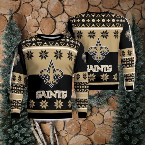 New Orleans Saints Logo Big Snowflake Pattern Ugly Christmas Sweater