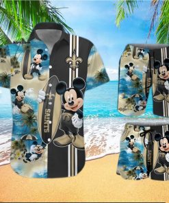 New Orleans Saints Mickey Mouse All Over Print Hawaiian Shirt And Beach Shorts