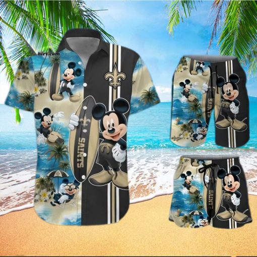 New Orleans Saints Mickey Mouse All Over Print Hawaiian Shirt And Beach Shorts