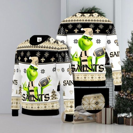 New Orleans Saints NFL Grinch Ugly Christmas Sweater Xmas 3D Printed Christmas Sweater Gift