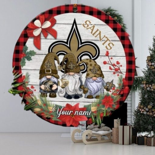 New Orleans Saints Nfl Cute Gnome Christmas Ornament Custom Name Football Team Christmas