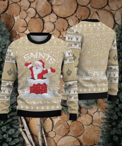 New Orleans Saints Printed Funny Santa Claus Show Team Spirit NFL Ugly Christmas Sweater