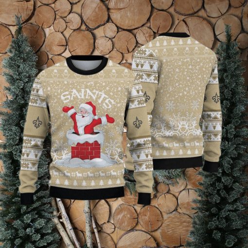 New Orleans Saints Printed Funny Santa Claus Show Team Spirit NFL Ugly Christmas Sweater