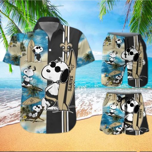 New Orleans Saints Snoopy All Over Print Hawaiian Shirt And Beach Shorts