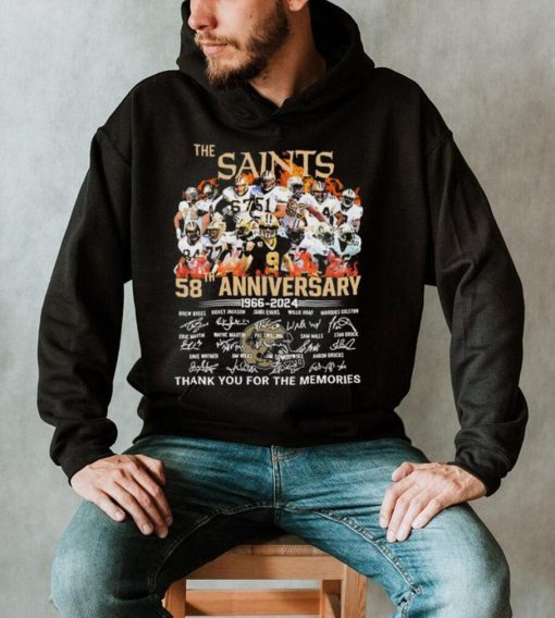 New Orleans Team Sport Football 58th Anniversary 1966 2024 Thank You For The Memories Signatures Shirt