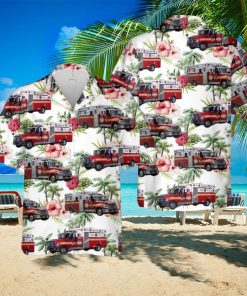 New York City Fire Department Bureau of EMS Hawaiian Shirt Summner Vacation Shirt
