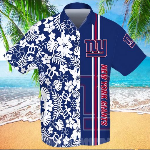 New York Giants All Over Print Flowery Short Sleeve Dress Shirt Hawaiian Summer Aloha Beach Shirt