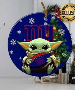 New York Giants Baby Yoda NFL Custom Name 2023 Holiday Gifts Christmas Decorations Ornament