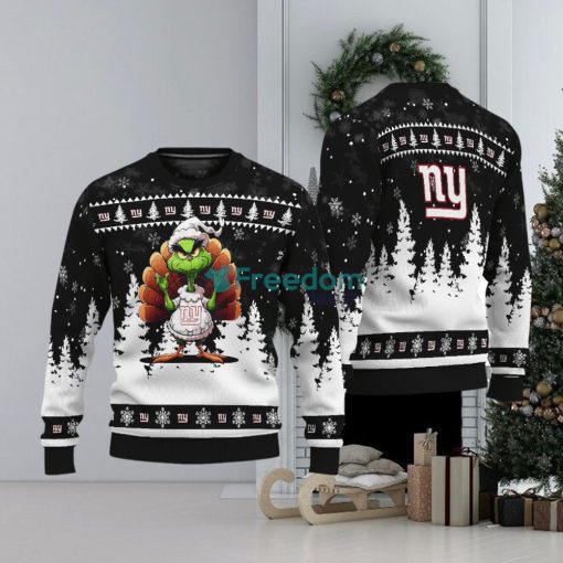 New York Giants Black Grinch Turkey Disguise Thankgiving Ugly Christmas 3D Sweater Gift Holidays