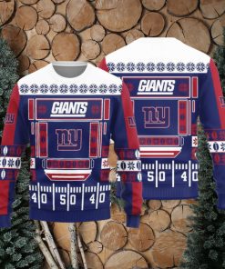 New York Giants Christmas Ball Snowfalke Pattern Knitted Sweater