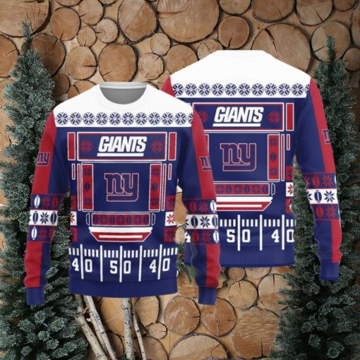 New York Giants Christmas Ball Snowfalke Pattern Knitted Sweater