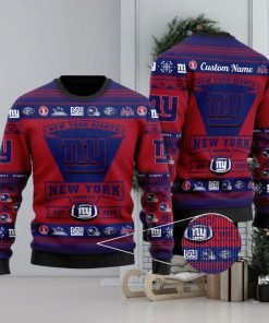 New York Giants Football Team Logo Ugly Christmas Sweater Custom Name Christmas For Fans