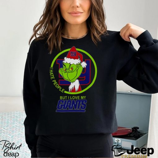 New York Giants NFL Christmas Grinch I Hate People But I Love My Favorite Football Team T Shirt