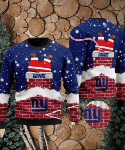 New York Giants Santa Claus On Chimney Ugly Christmas Sweaters