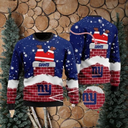 New York Giants Santa Claus On Chimney Ugly Christmas Sweaters